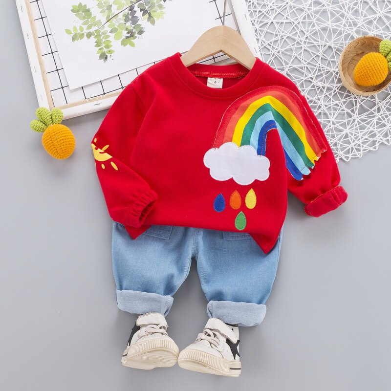 'Posey' Rainbow Sweatshirt & Pants Set (6M-4T)