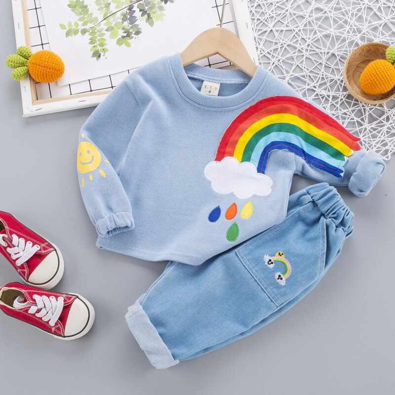 'Posey' Rainbow Sweatshirt & Pants Set (6M-4T)