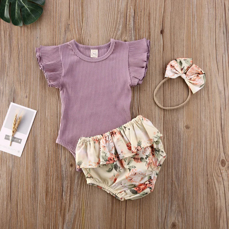 'Carina' Puff Sleeve Bodysuit with Bloomers & Bow (0-24M)