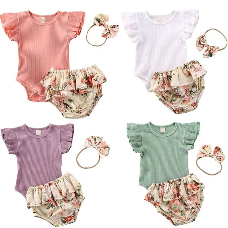 'Carina' Puff Sleeve Bodysuit with Bloomers & Bow (0-24M)