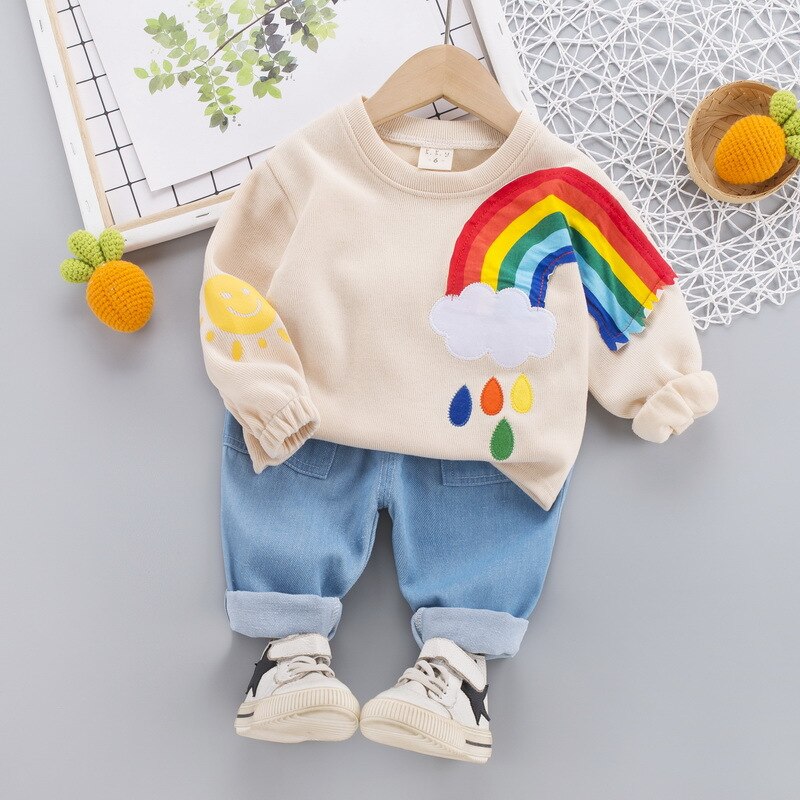 'Posey' Rainbow Sweatshirt & Pants Set (6M-4T)