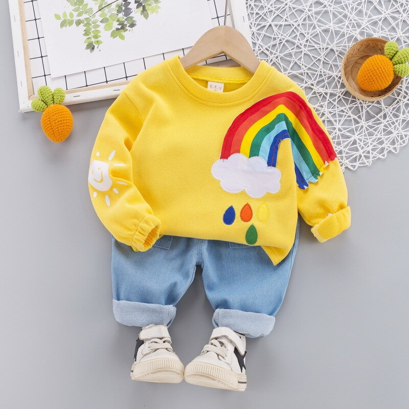 'Posey' Rainbow Sweatshirt & Pants Set (6M-4T)