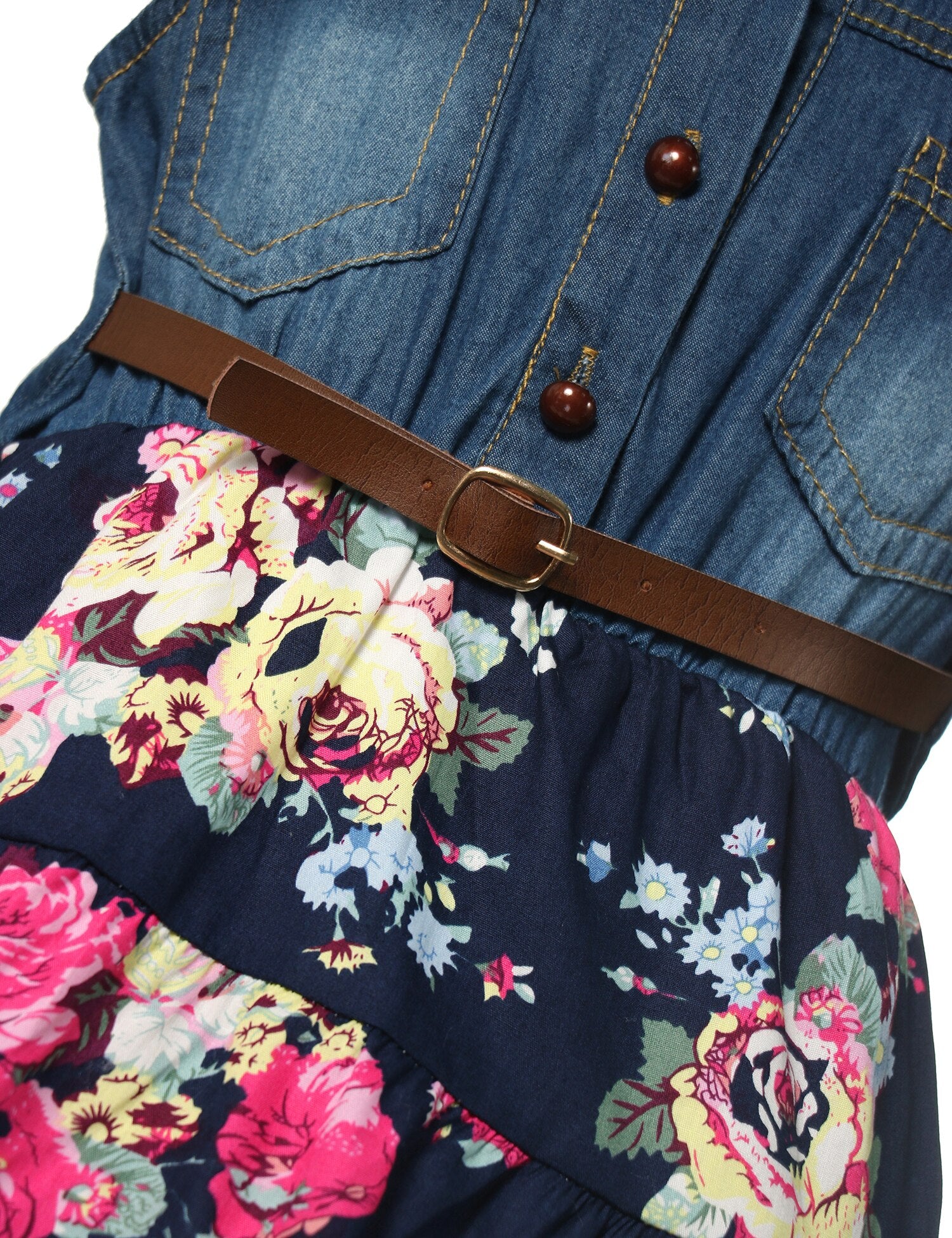 Boho Floral & Denim Dress (2T-14)