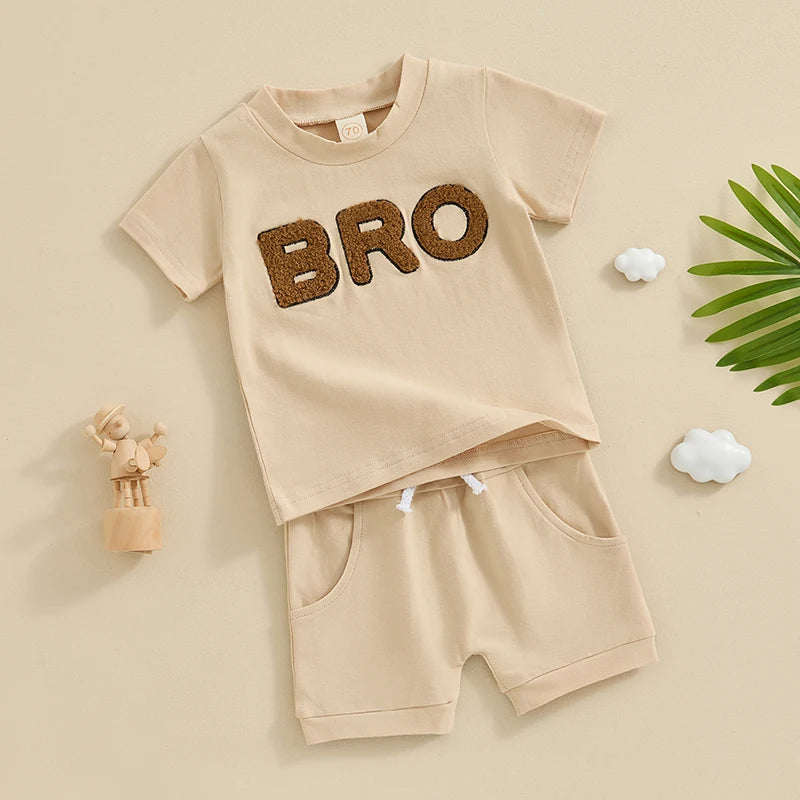 Bro Applique Shorts Set (0-3T)