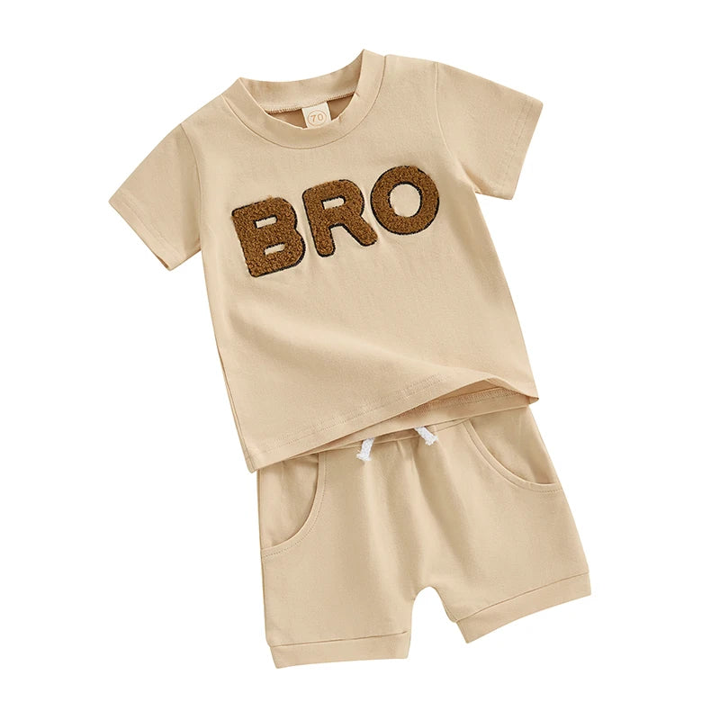 Bro Applique Shorts Set (0-3T)