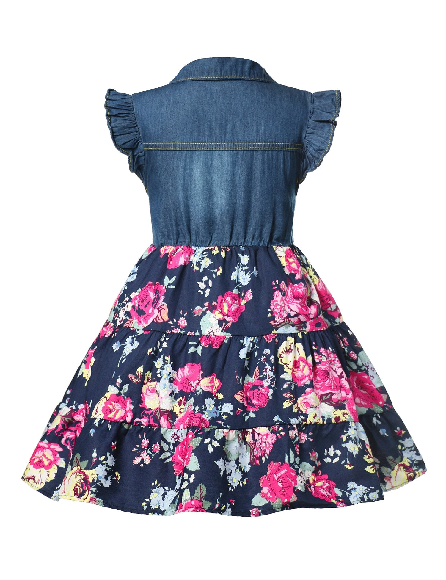 Boho Floral & Denim Dress (2T-14)