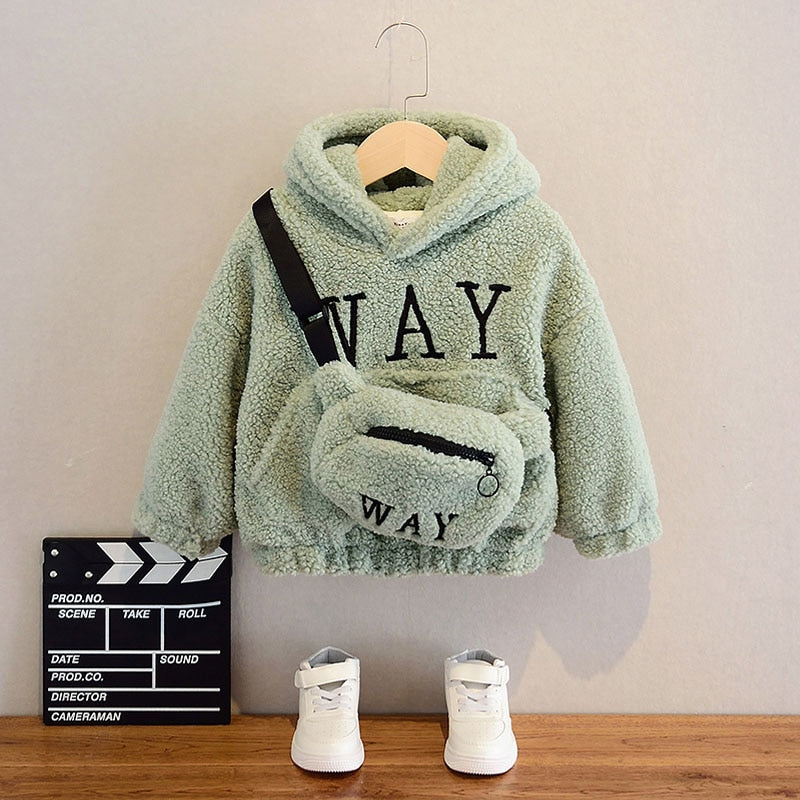 Teddy style Hoody with Bag 2-12yrs 3 colors