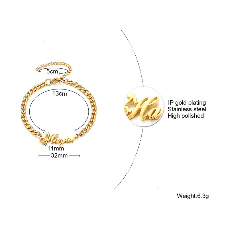 Personalized Name Bracelet Silver or Gold Plated