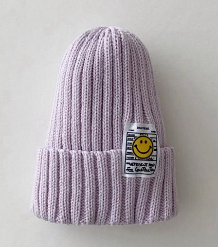 Smiley Face Autumn Knitted Kids Beanie Cap One Size Fits all Up to 6 years