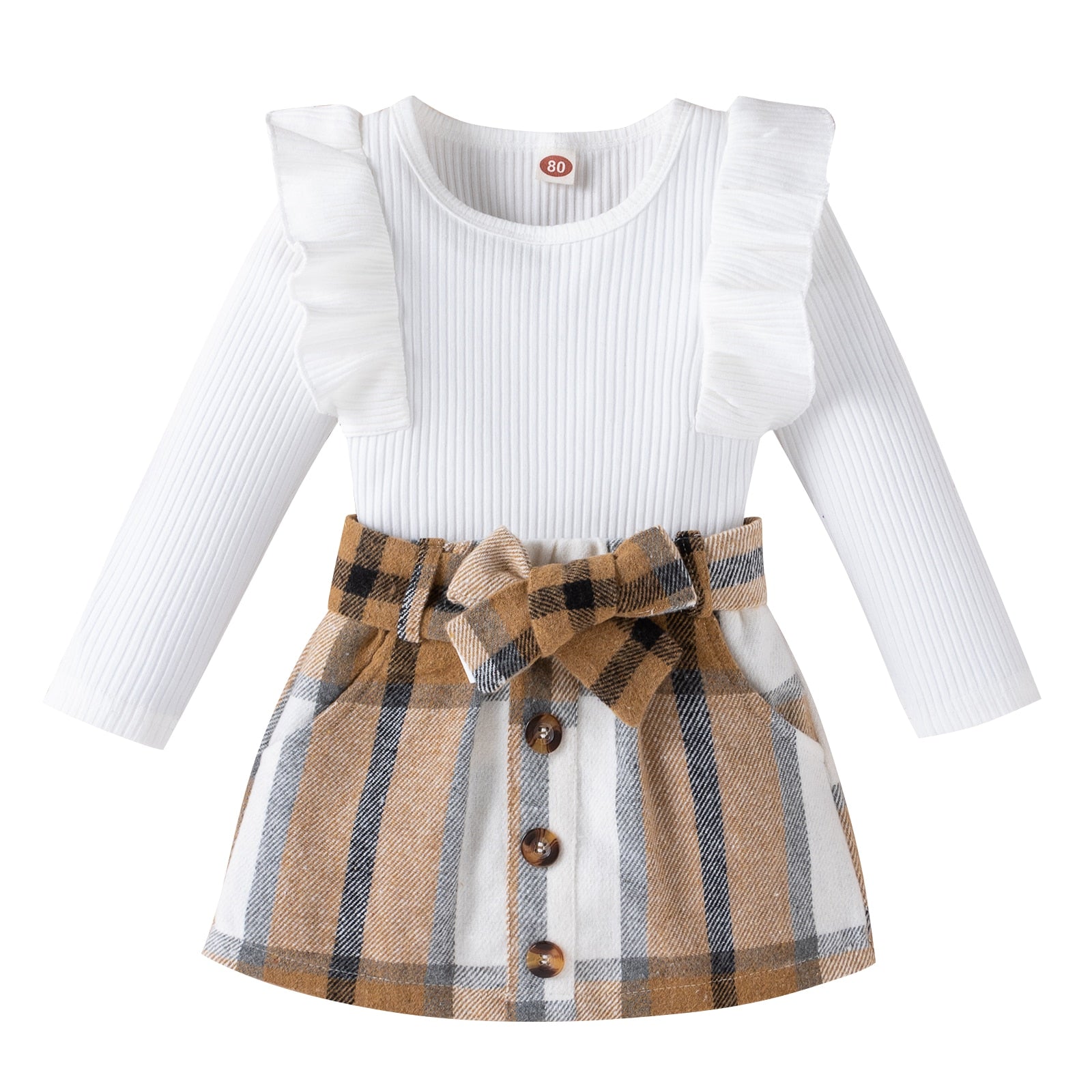 "Courtney" Girls Plaid Mini Skirt Set 12M-4T