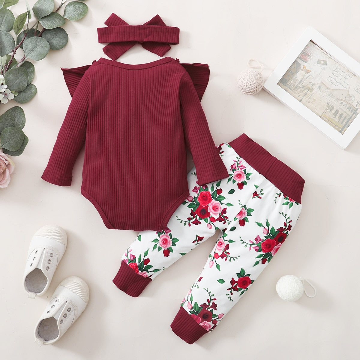 3Pcs Baby girl Flower set 0-24m