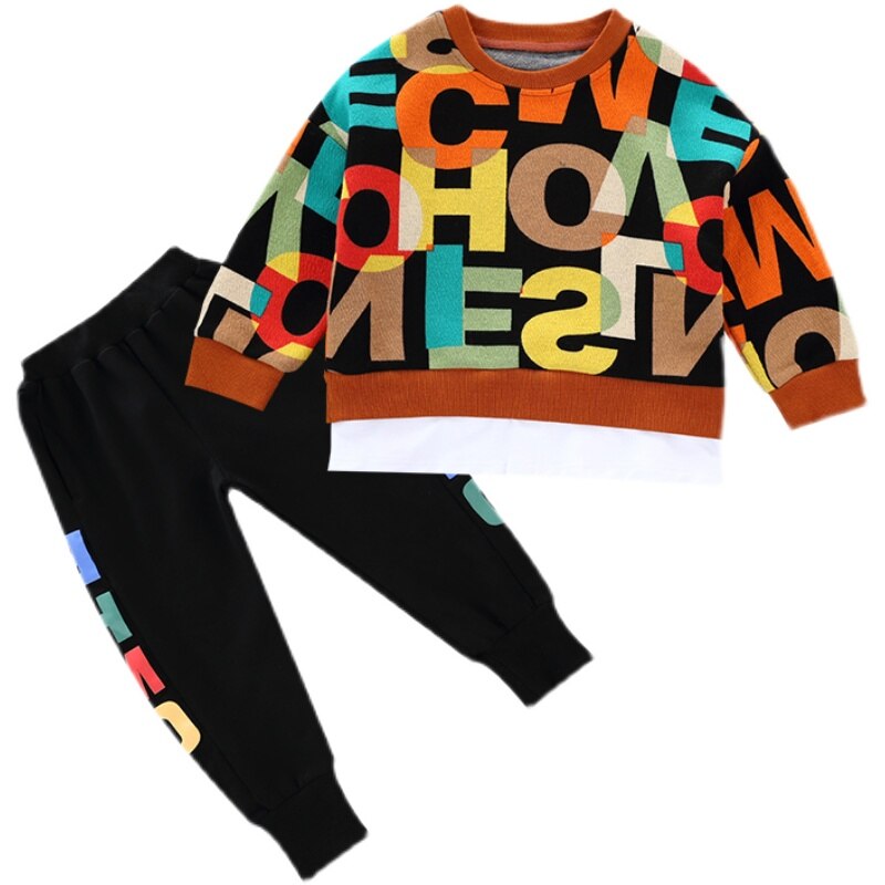 Eye Catcher Letter Print + Pant 2Pcs Set Tracksuit
