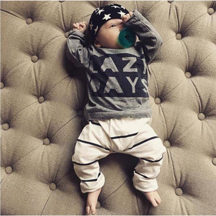 2Pcs Organic Cotton Baby Boy Set "Lazy Days" 0-24m