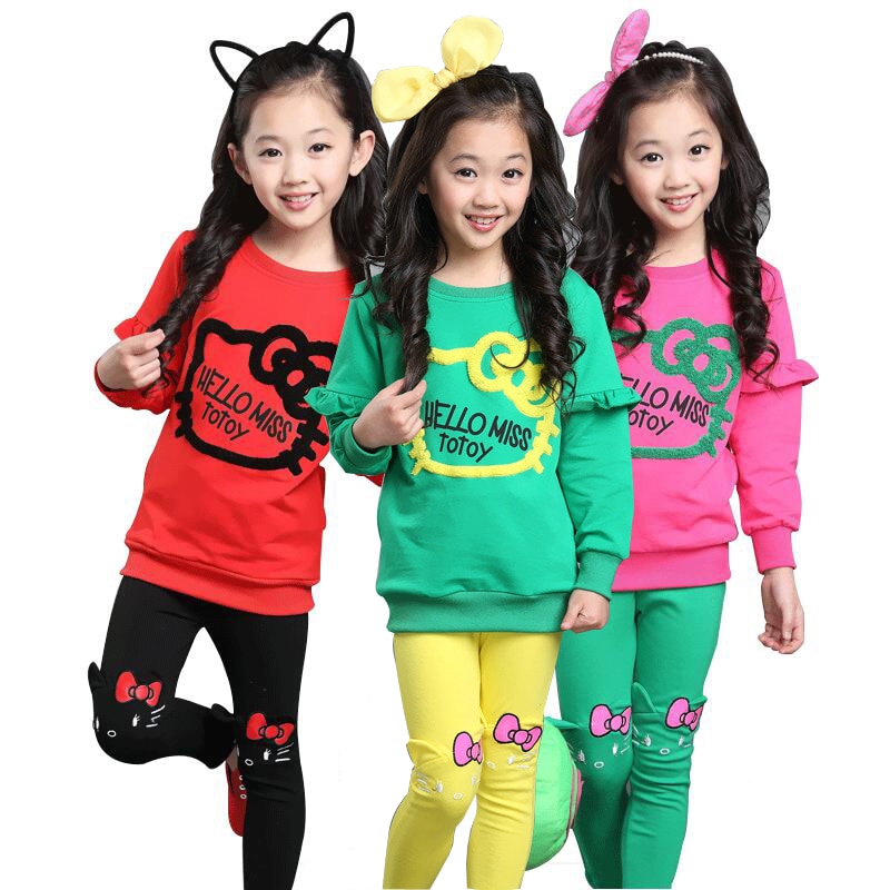 3 Color Girls Spring Clothing Set 3-9yrs