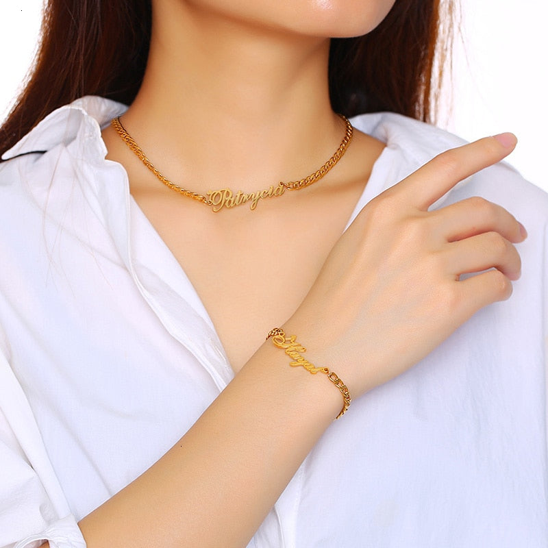 Personalized Name Bracelet Silver or Gold Plated