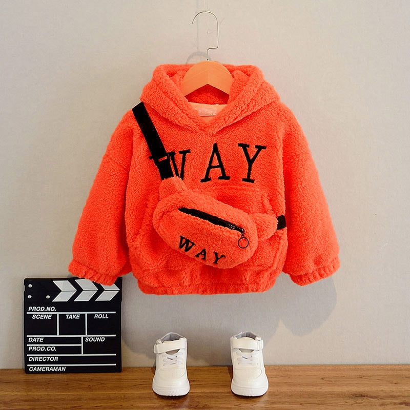 Teddy style Hoody with Bag 2-12yrs 3 colors