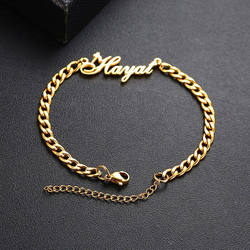 Personalized Name Bracelet Silver or Gold Plated