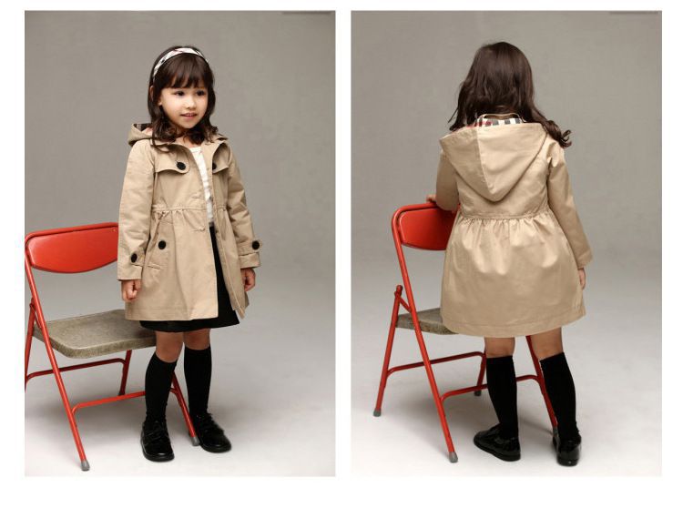 Spring Autumn Long Style Hooded Coat 2-10yrs