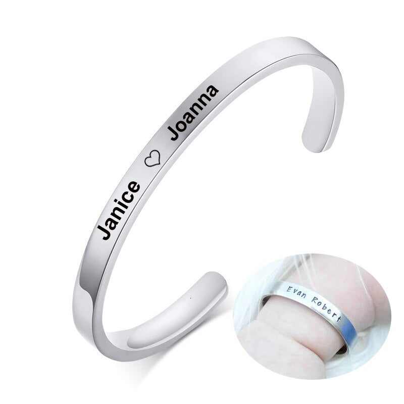 Personalized Custom Name Bracelet Silver, Black or Gold Plated