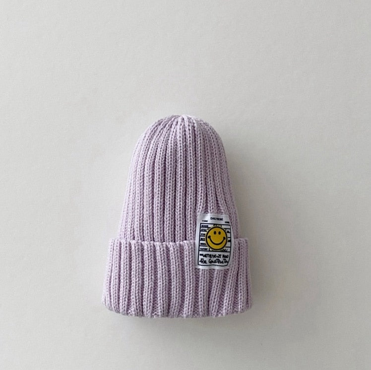 Smiley Face Autumn Knitted Kids Beanie Cap One Size Fits all Up to 6 years