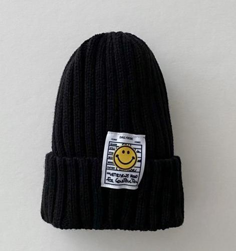Smiley Face Autumn Knitted Kids Beanie Cap One Size Fits all Up to 6 years