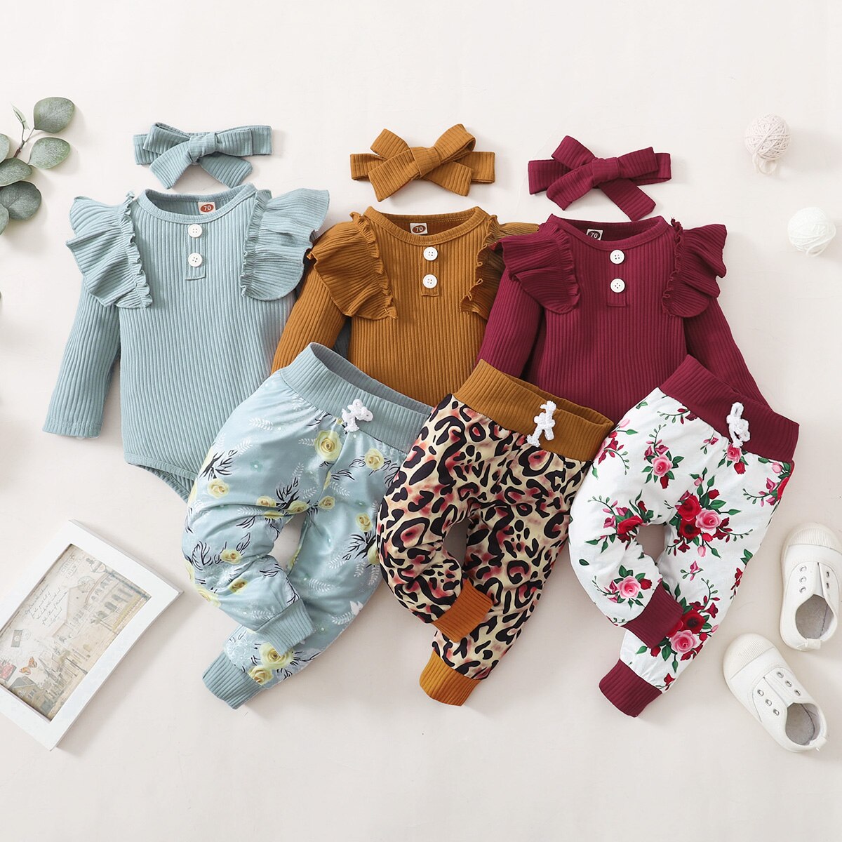 3Pcs Baby girl Flower set 0-24m