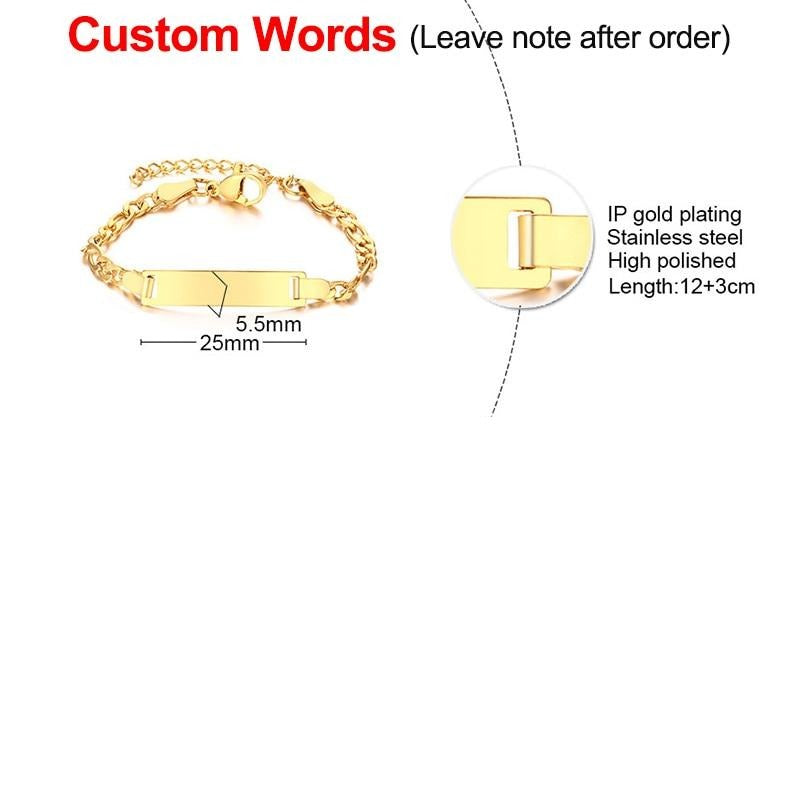 Baby and Mother Custom Bracelet Silver, Black, Rose or Gold Plated