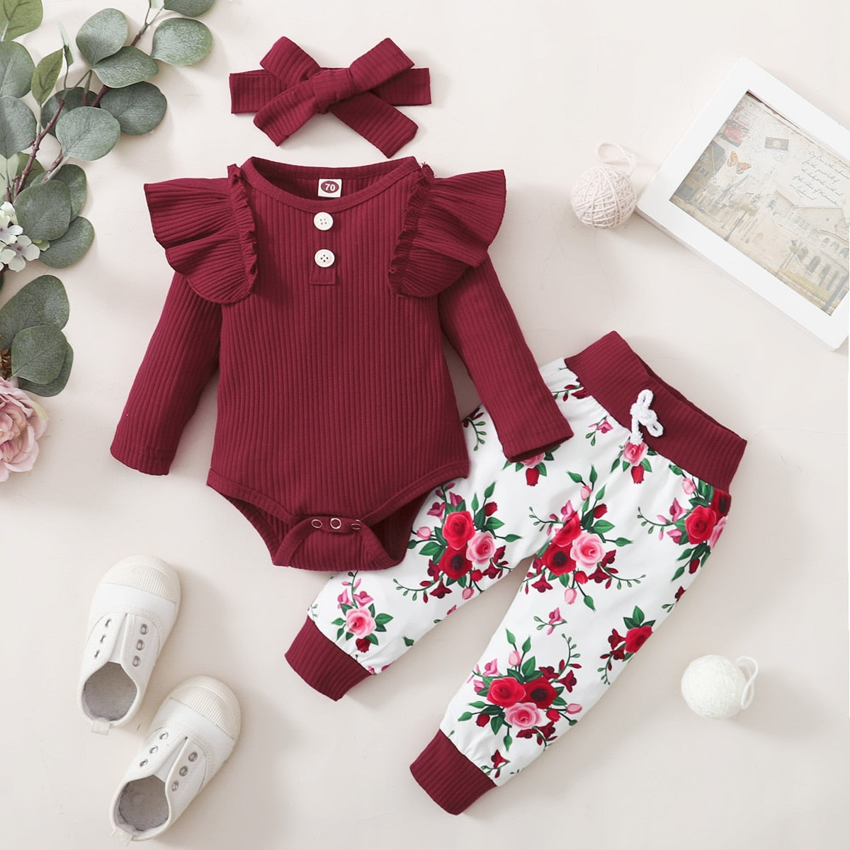 3Pcs Baby girl Flower set 0-24m