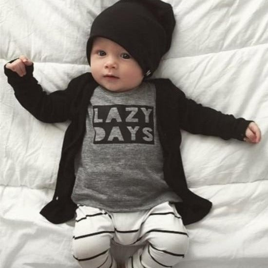 2Pcs Organic Cotton Baby Boy Set "Lazy Days" 0-24m