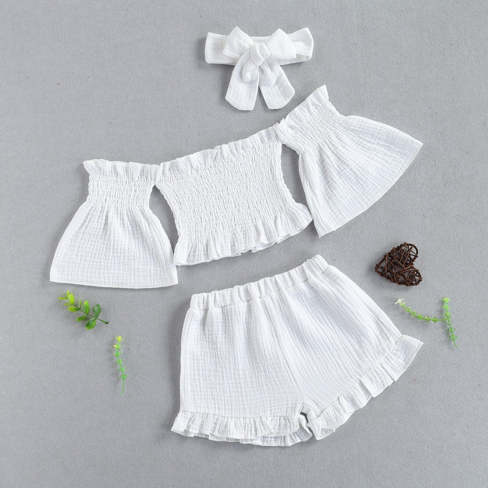 'Gabriella' Off the Shoulder Top & Shorts Set (2T-6T)
