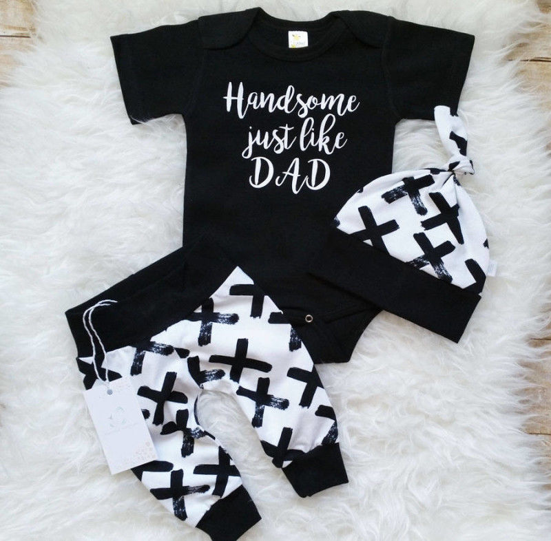 3Pcs Baby Boys Set "Just Like Dad" 3-24m