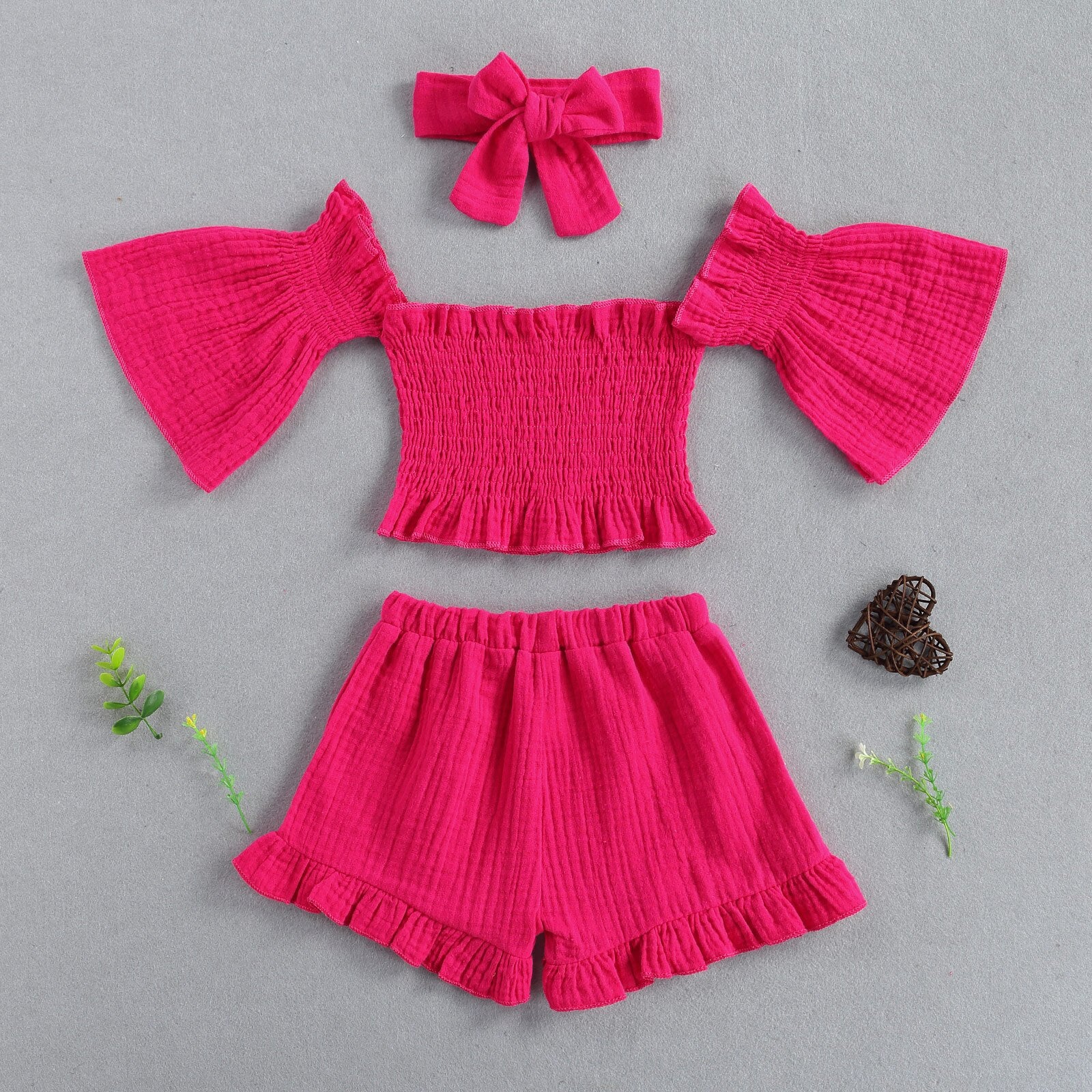 'Gabriella' Off the Shoulder Top & Shorts Set (2T-6T)