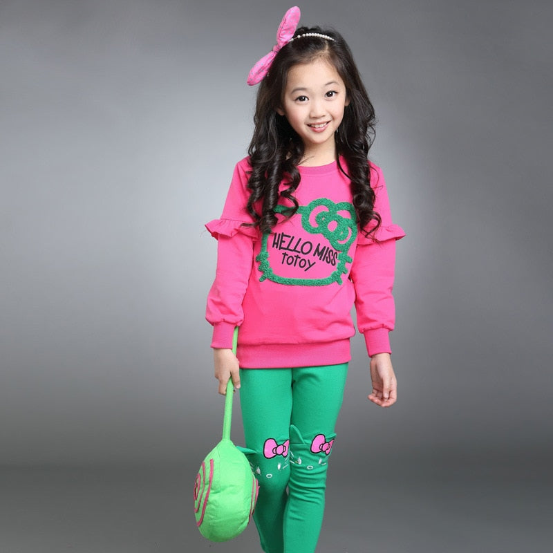 3 Color Girls Spring Clothing Set 3-9yrs
