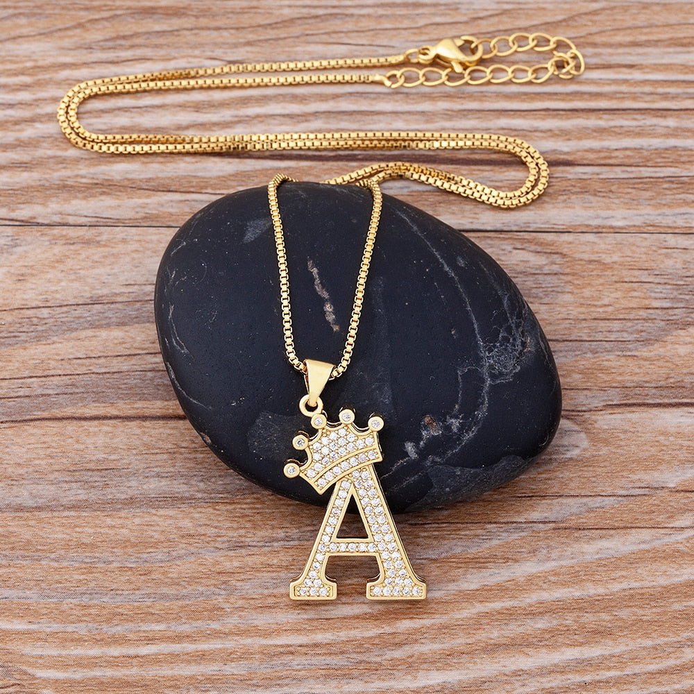 New Luxury Gold Plated Zircon Necklace A-Z