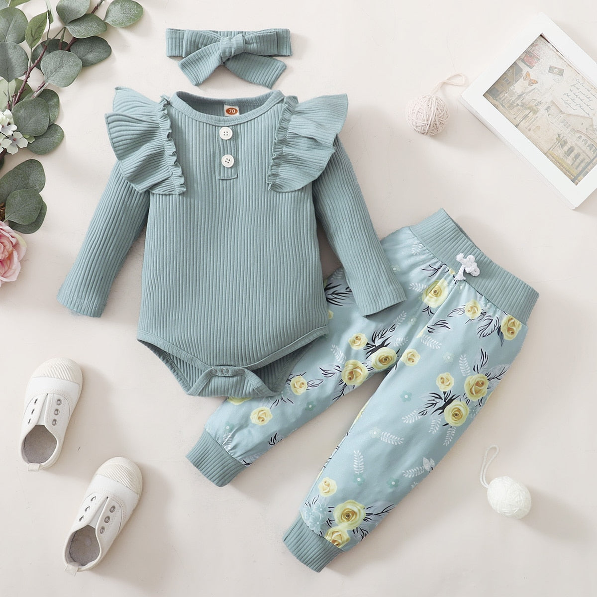 3Pcs Baby girl Flower set 0-24m
