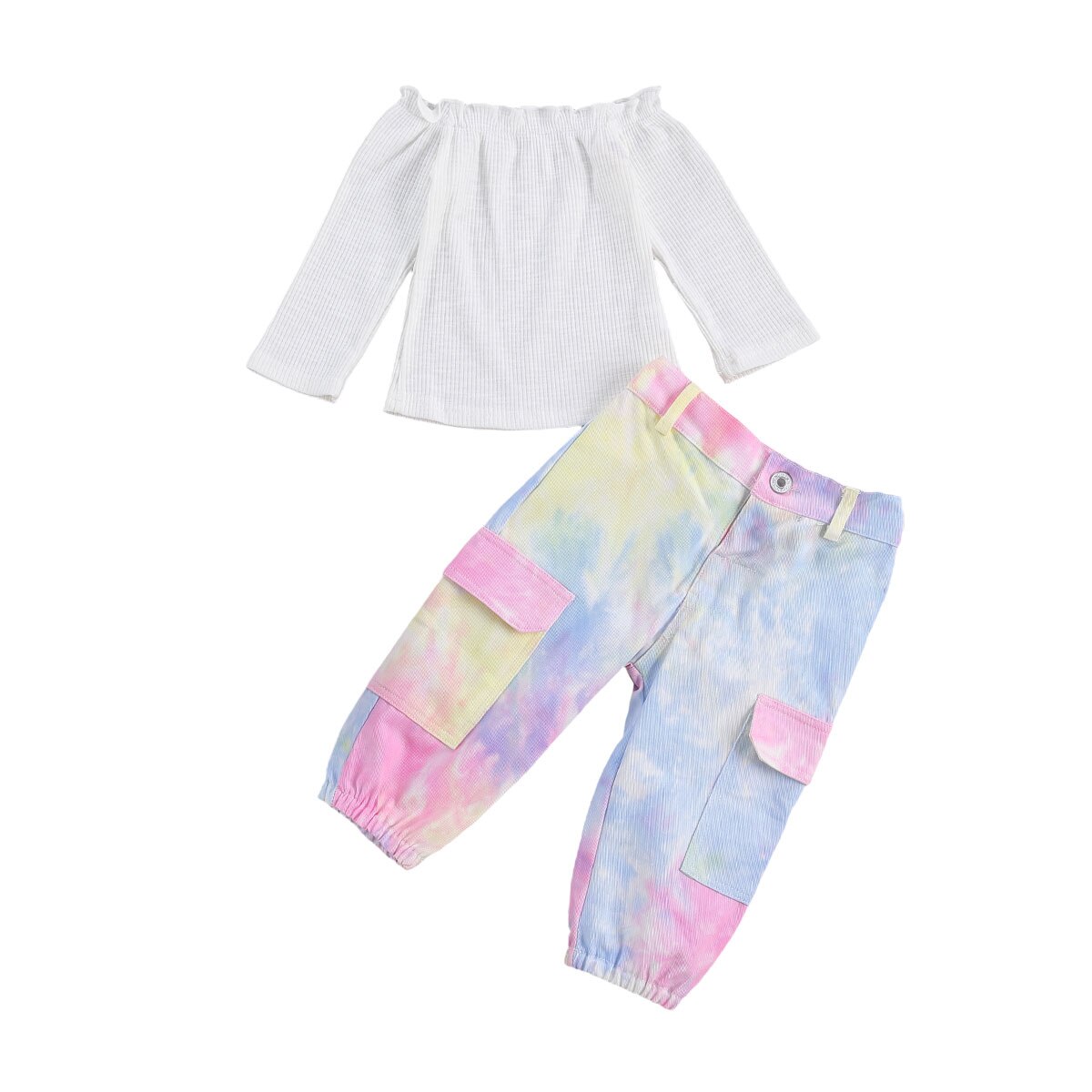 2Pcs Girls Camouflaged or Rainbow Outfit "Noelle" 4 Colors 1-6y