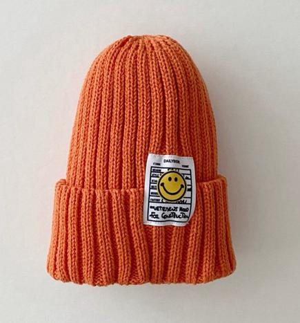 Smiley Face Autumn Knitted Kids Beanie Cap One Size Fits all Up to 6 years