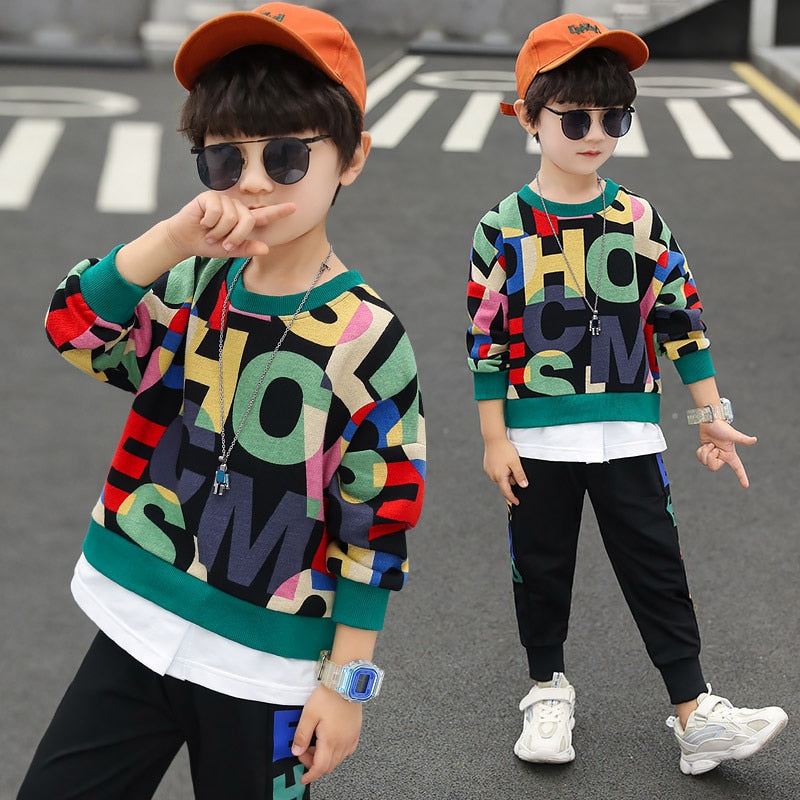 Eye Catcher Letter Print + Pant 2Pcs Set Tracksuit