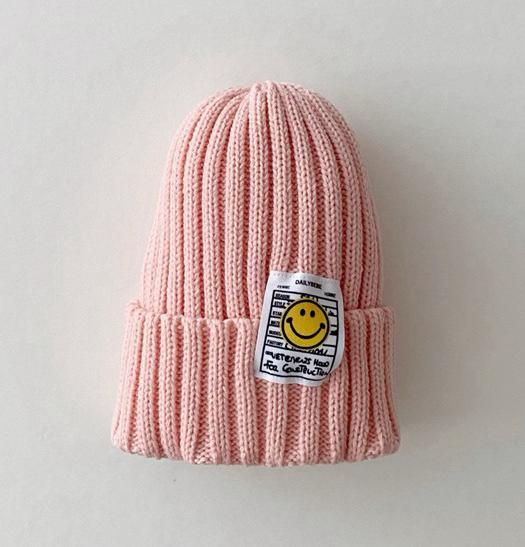 Smiley Face Autumn Knitted Kids Beanie Cap One Size Fits all Up to 6 years