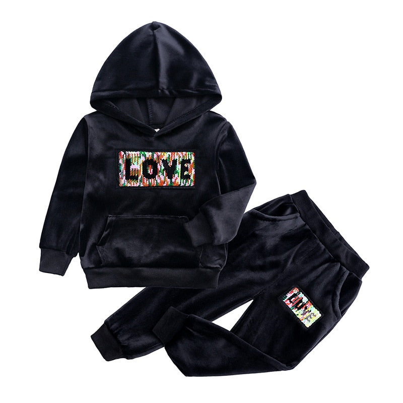 Velvet track suit "Love" 4 colors 12m-6yrs