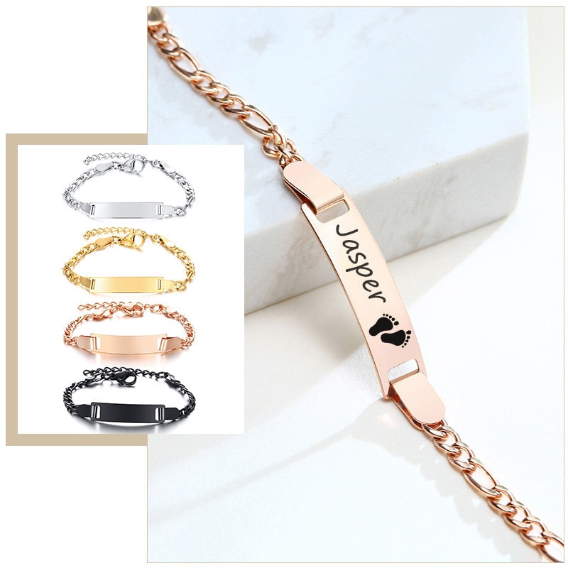 Baby and Mother Custom Bracelet Silver, Black, Rose or Gold Plated