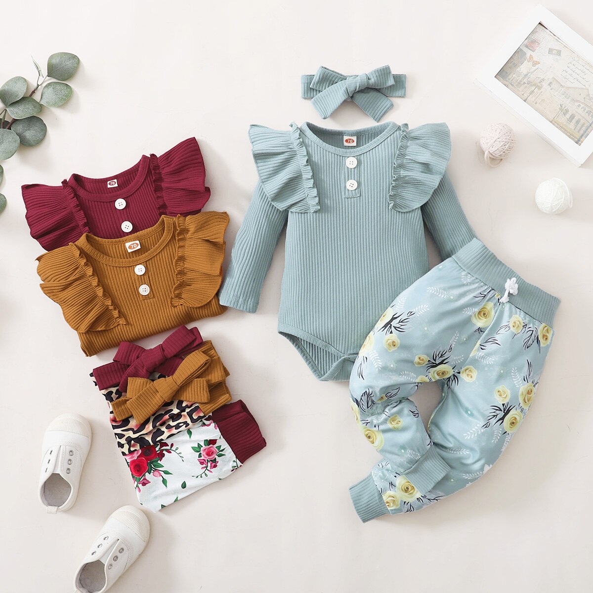 3Pcs Baby girl Flower set 0-24m