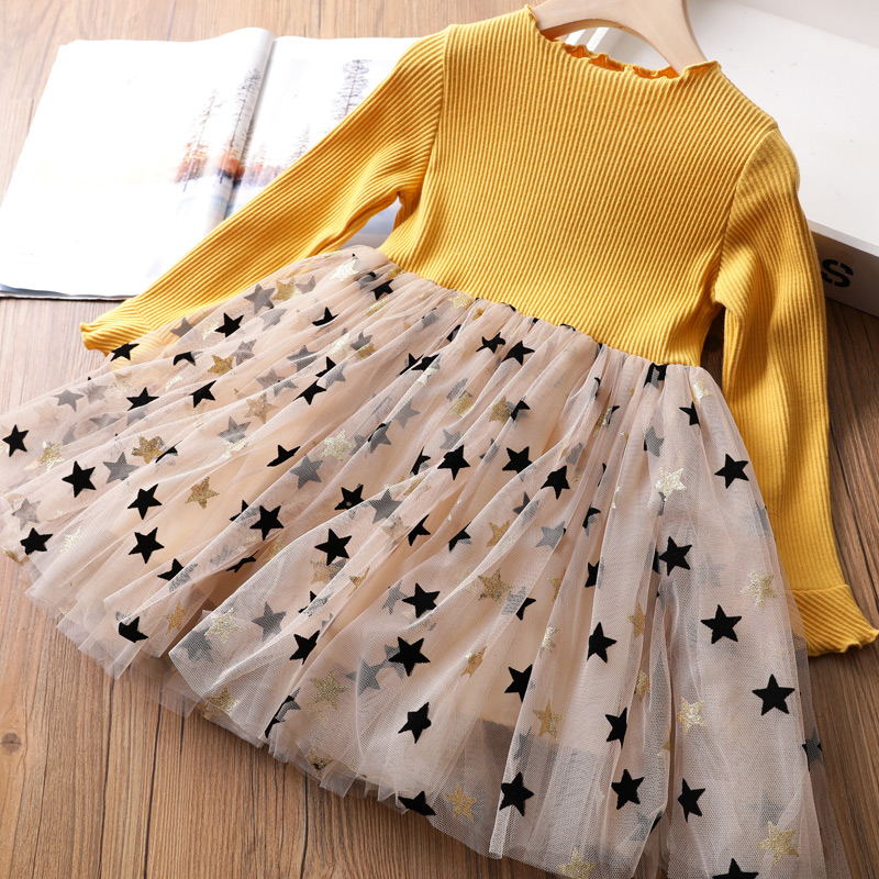 Knitted Star Dresses 3 colrs 3-8yrs