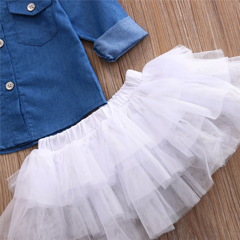 'Macy' Denim Shirt & Tutu (12M-4T)