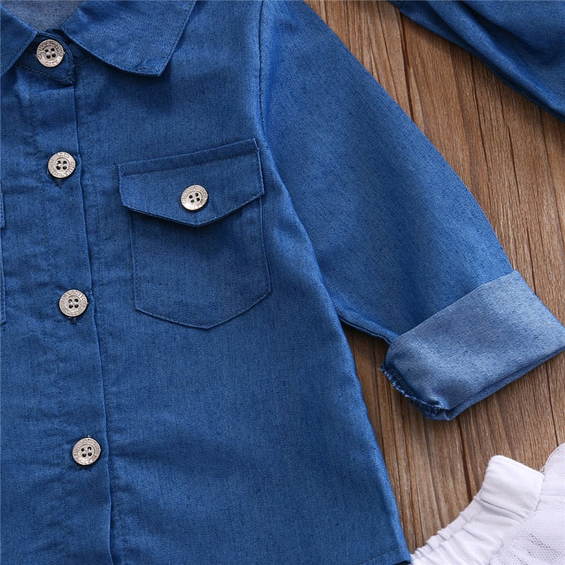 'Macy' Denim Shirt & Tutu (12M-4T)