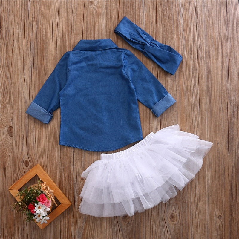 'Macy' Denim Shirt & Tutu (12M-4T)
