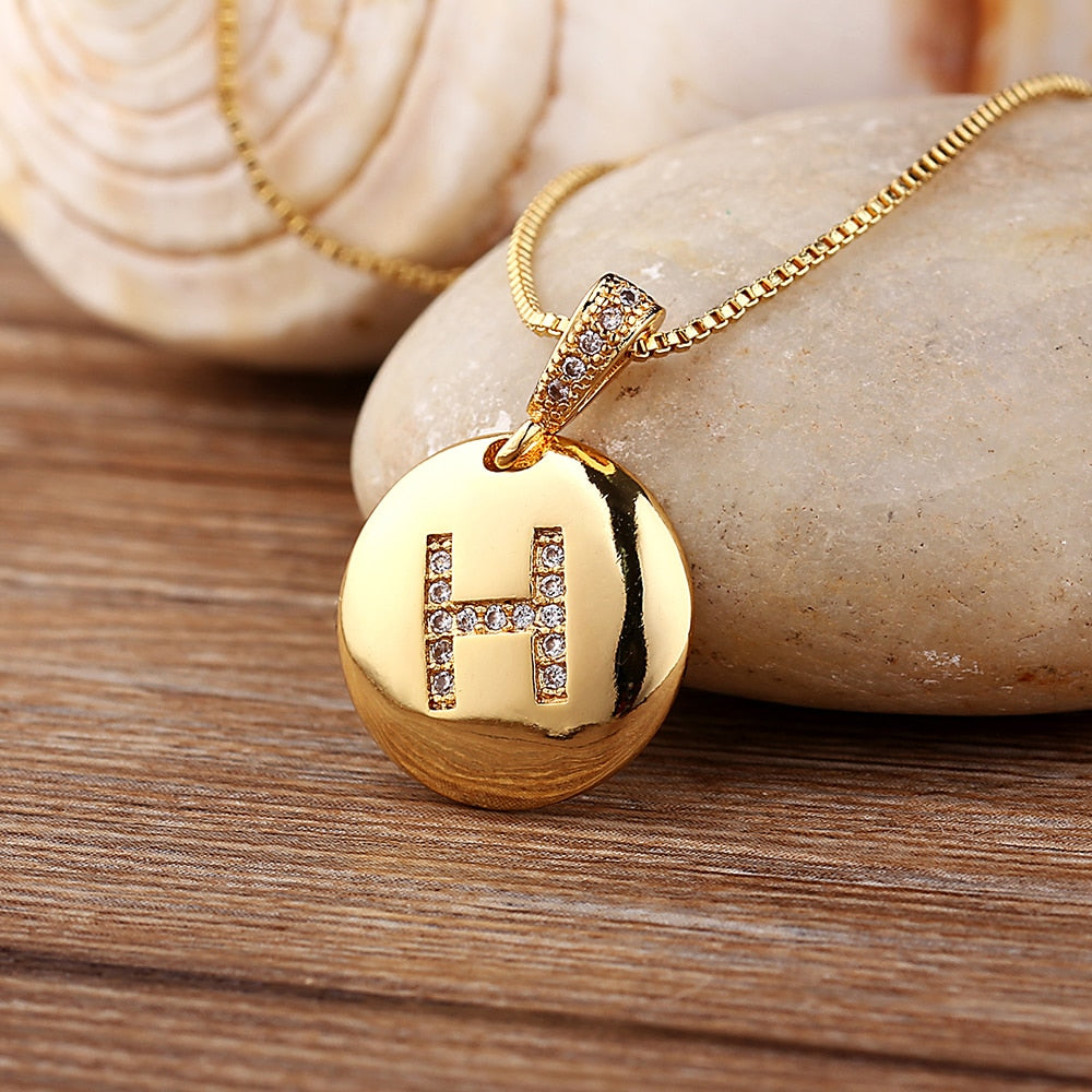 New Gold Plated Zircon Necklace A-Z