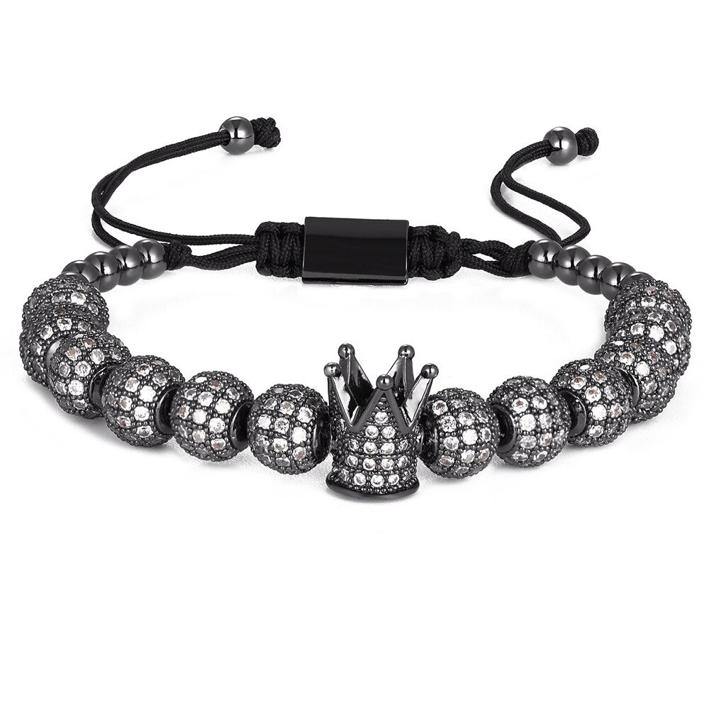 New Luxury Bead Bracelet Silver, Black, Rose or Gold Plated