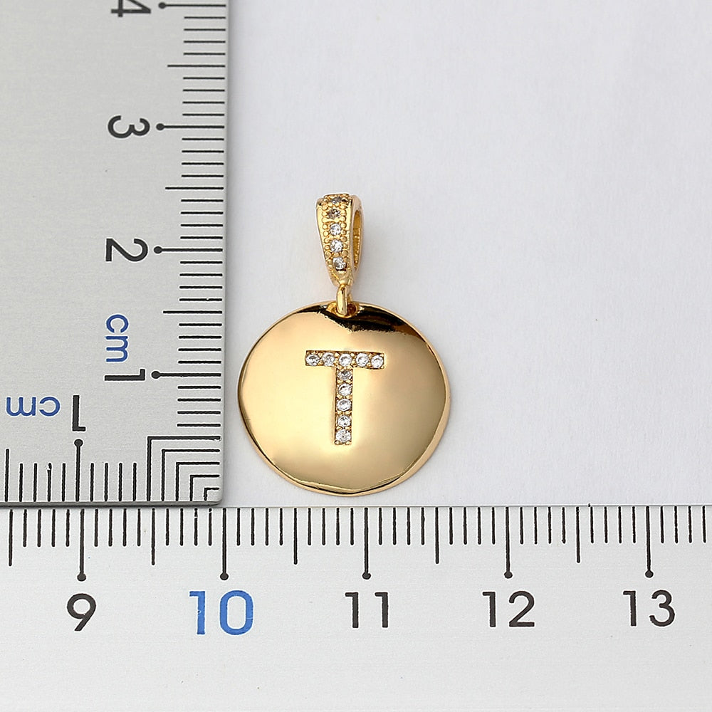New Gold Plated Zircon Necklace A-Z