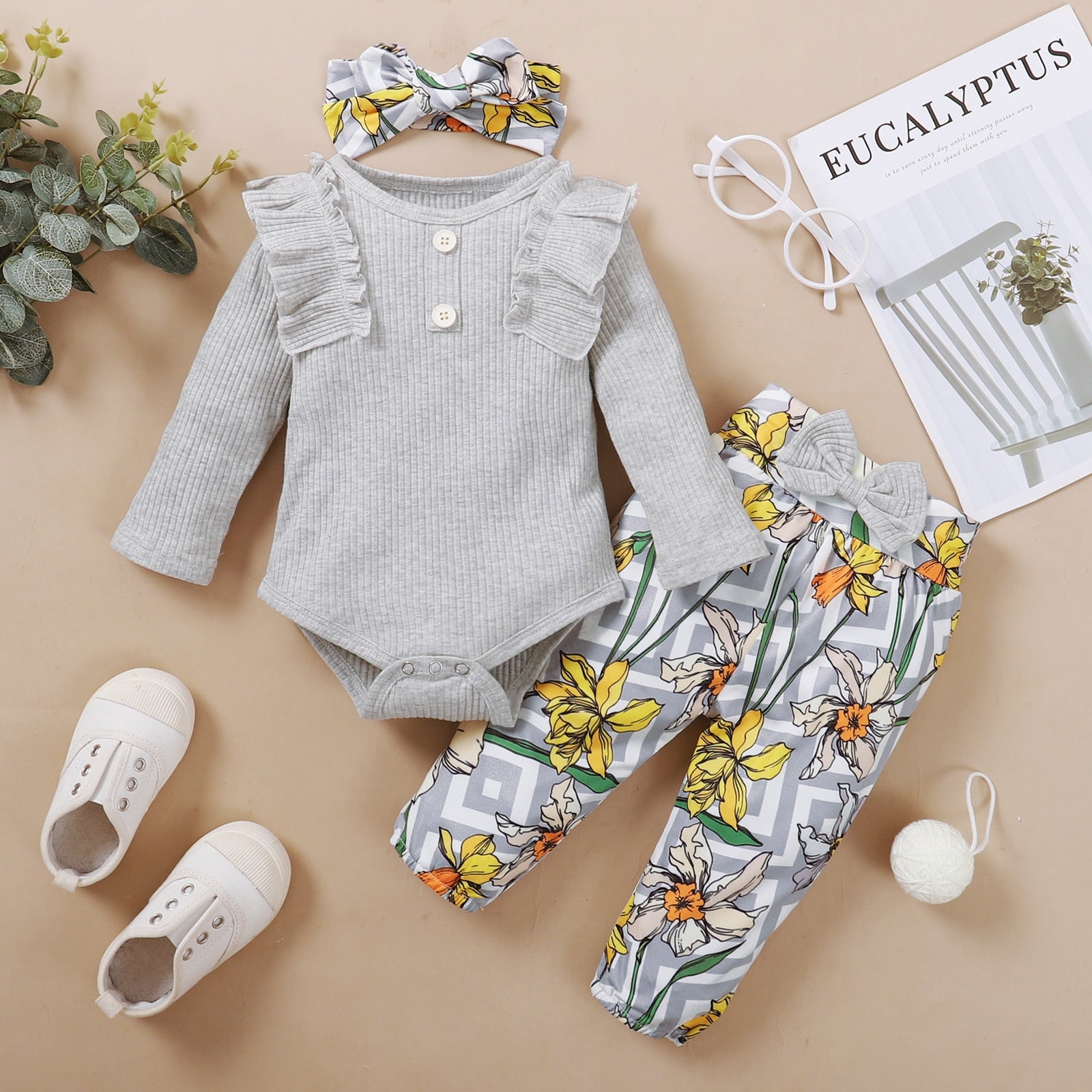 3Pcs Baby girl Flower set 0-24m
